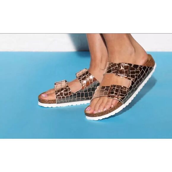 Birkenstock Arizona Gator Gleam Copper Sandal Size 37 - Picture 5 of 6